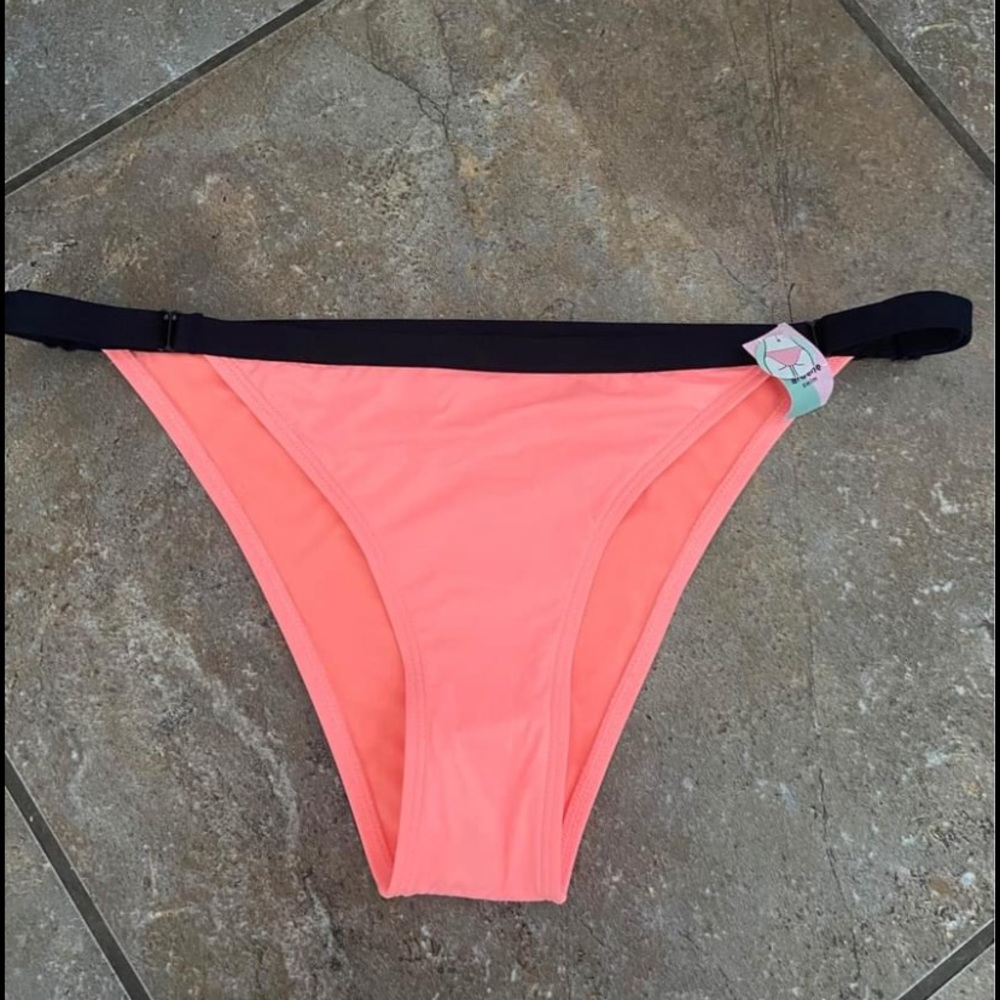 Pink and black bikini bottoms